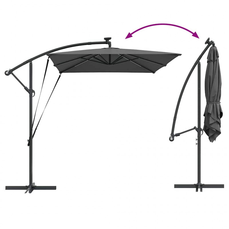 Parasol plażowy Ze LED Lights Antracyt 294 x 200 x 270 cm