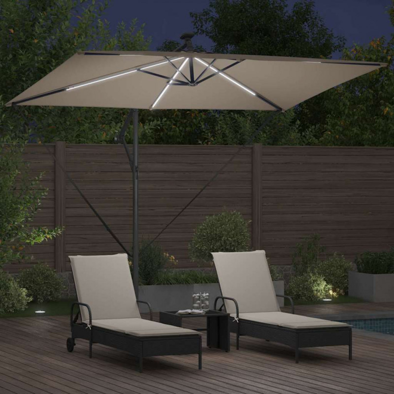 Parasol plażowy Ze LED Lights Ciemnoszary 294 x 200 x 270 cm