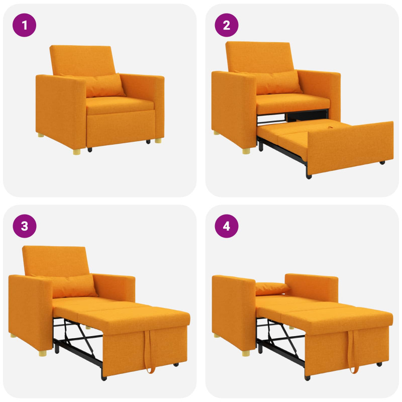 Rozkładana sofa jednoosobowa Ciemny żółty 90 x 165 x 87 cm