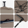 Parasol plażowy Ze LED Lights Ciemnoszary 294 x 200 x 270 cm
