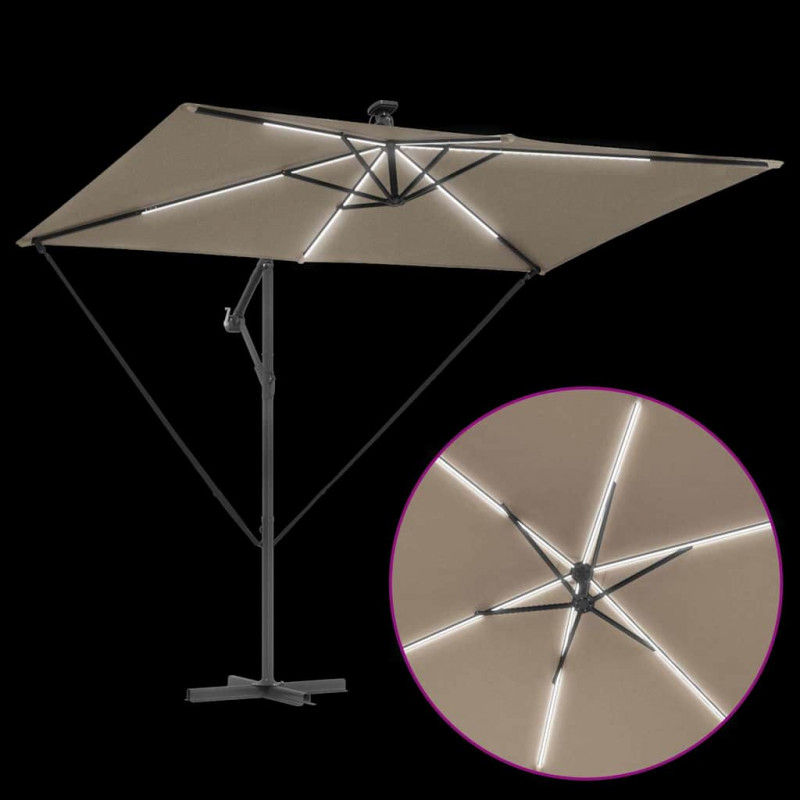 Parasol plażowy Ze LED Lights Ciemnoszary 294 x 200 x 270 cm