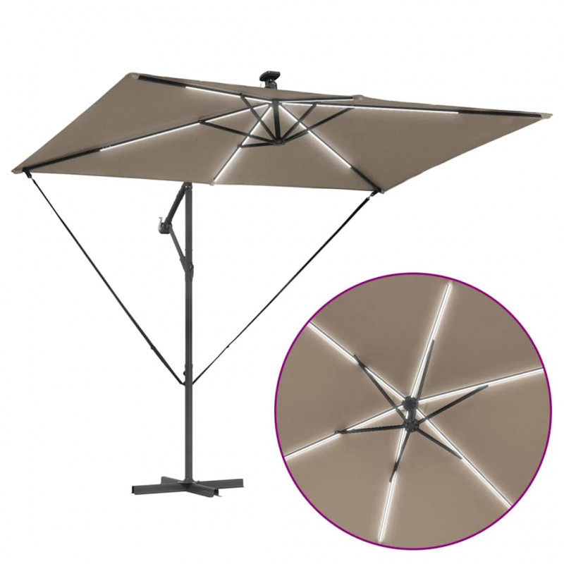 Parasol plażowy Ze LED Lights Ciemnoszary 294 x 200 x 270 cm