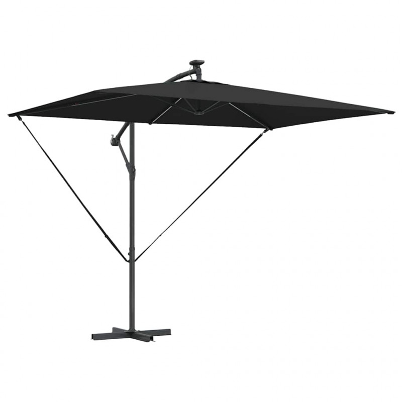 Parasol plażowy Czarny 294 x 200 x 270 cm Poliester i aluminium