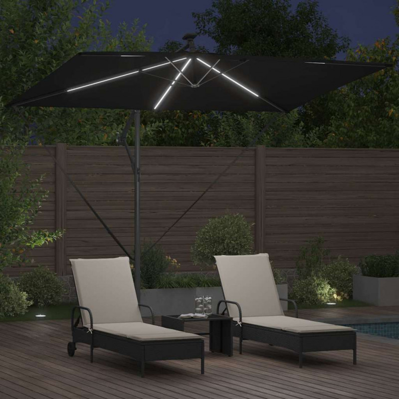 Parasol plażowy Czarny 294 x 200 x 270 cm Poliester i aluminium