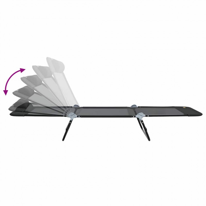 Składany leżak 2 pcs Czarny 182 x 55 x 85,5 cm Textilene