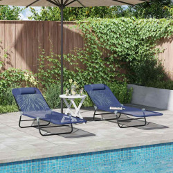 Składany leżak 2 pcs Granatowy 182 x 55 x 85,5 cm Textilene
