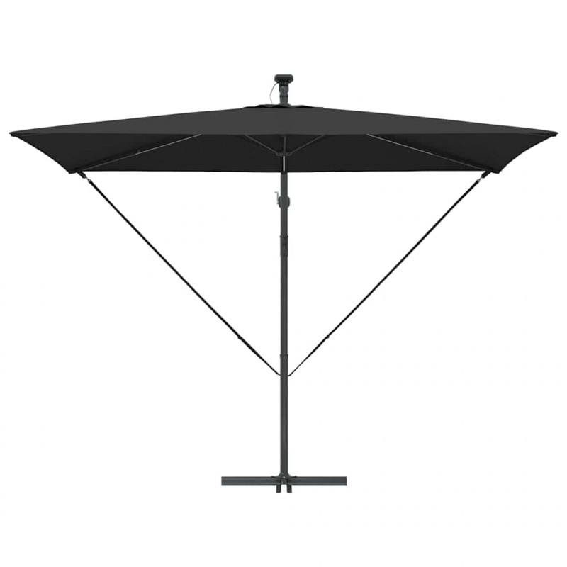 Parasol plażowy Czarny 294 x 200 x 270 cm Poliester i aluminium
