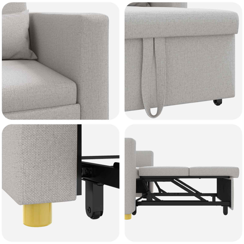 Rozkładana sofa jednoosobowa Szary chmura 90 x 165 x 87 cm