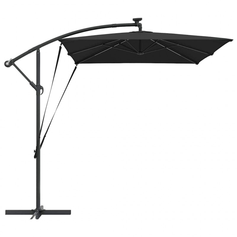 Parasol plażowy Czarny 294 x 200 x 270 cm Poliester i aluminium