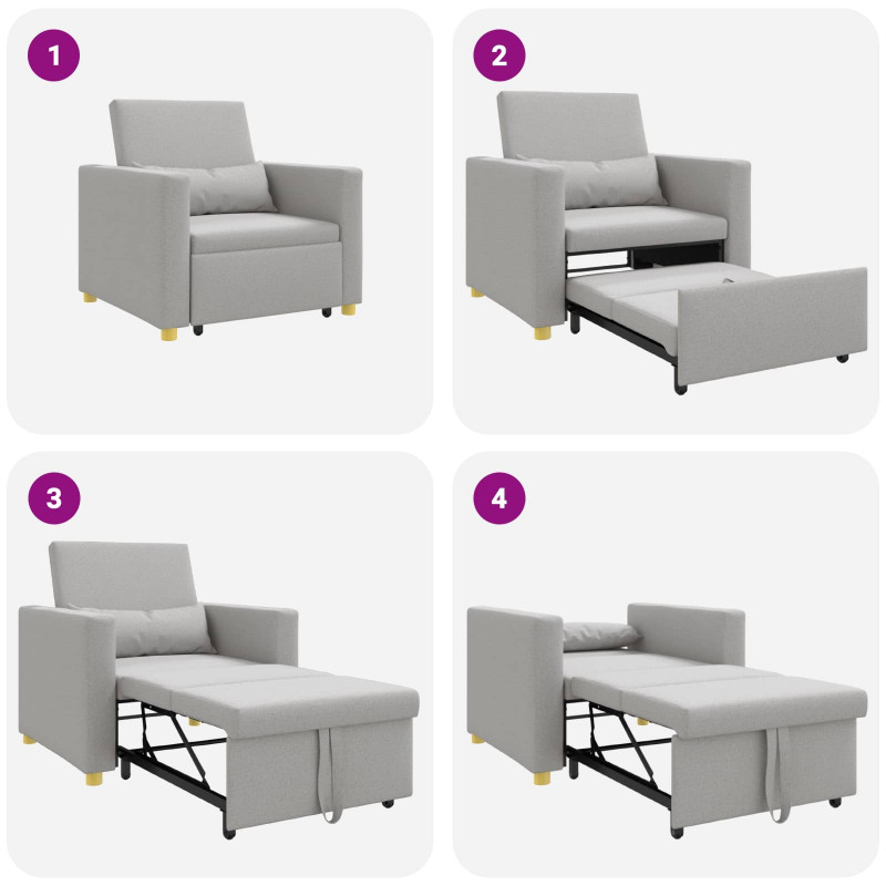 Rozkładana sofa jednoosobowa Szary chmura 90 x 165 x 87 cm