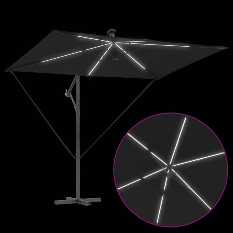 Parasol plażowy Czarny 294 x 200 x 270 cm Poliester i aluminium