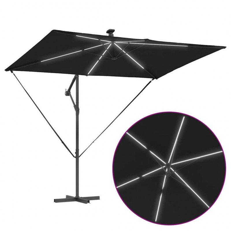 Parasol plażowy Czarny 294 x 200 x 270 cm Poliester i aluminium