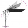 Parasol plażowy Czarny 294 x 200 x 270 cm Poliester i aluminium