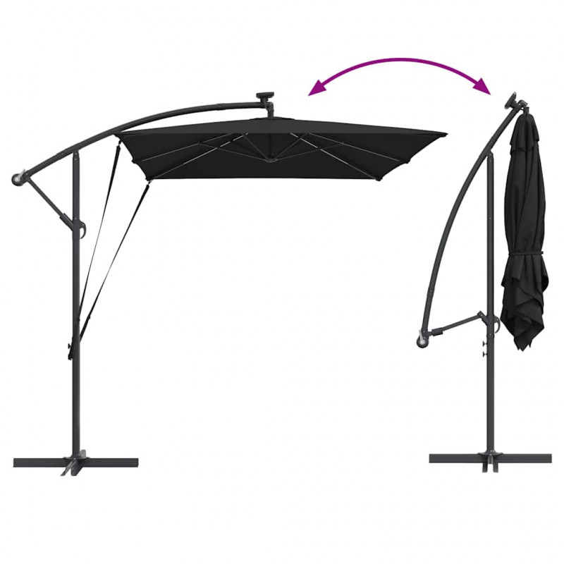 Parasol plażowy Czarny 294 x 200 x 270 cm Poliester i aluminium