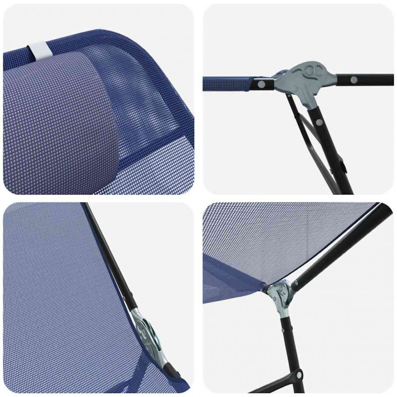 Składany leżak 2 pcs Granatowy 182 x 55 x 85,5 cm Textilene