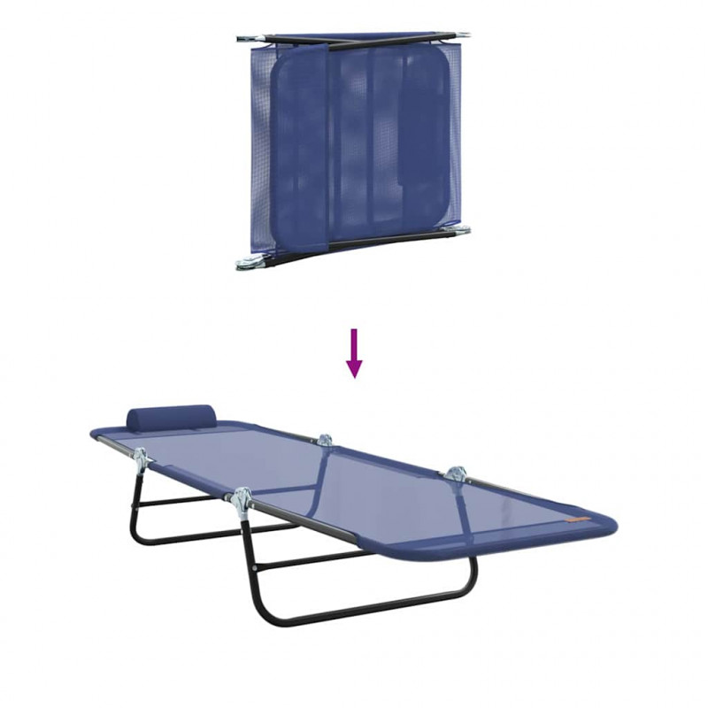 Składany leżak 2 pcs Granatowy 182 x 55 x 85,5 cm Textilene