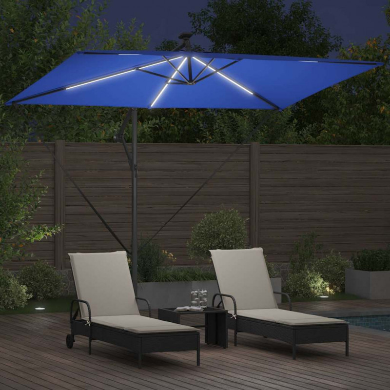 Parasol plażowy Ze LED Lights Niebieski azur 294 x 200 x 270 cm