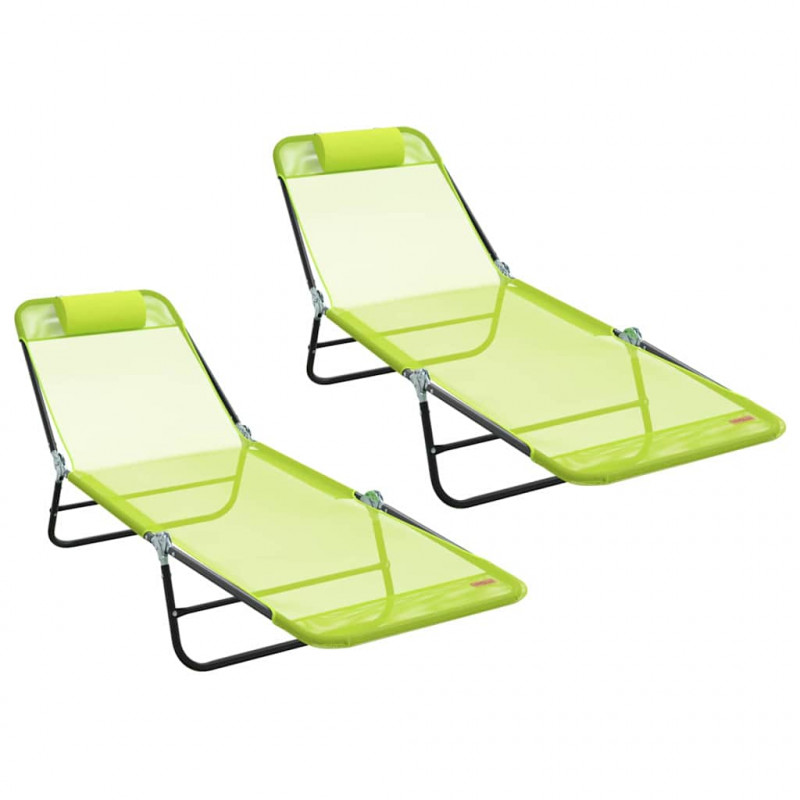 Składany leżak 2 pcs Zielony 182 x 55 x 85,5 cm Textilene