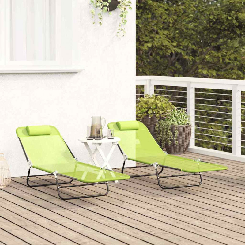 Składany leżak 2 pcs Zielony 182 x 55 x 85,5 cm Textilene