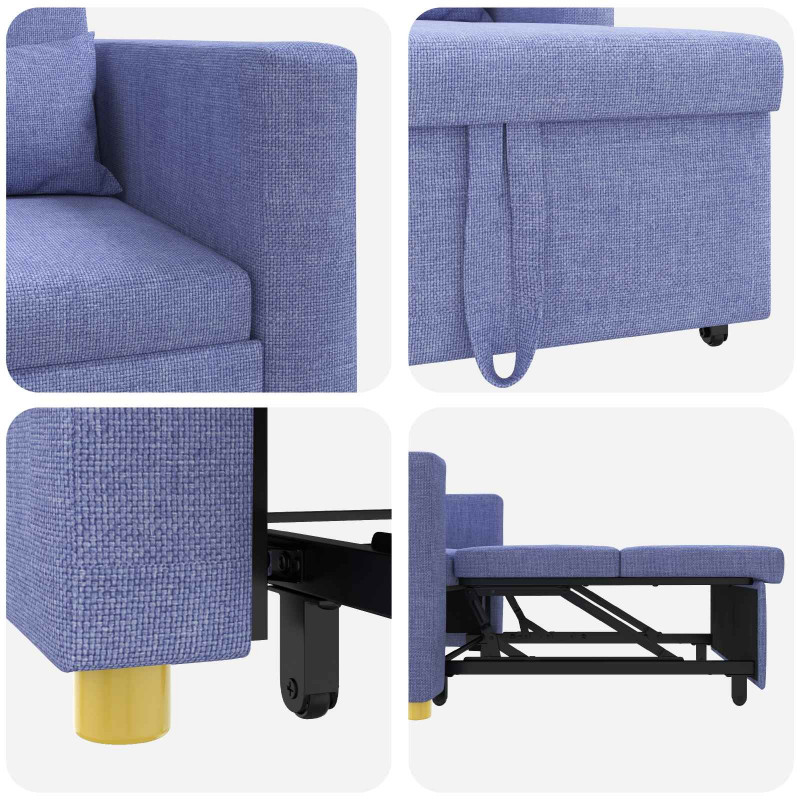Rozkładana sofa jednoosobowa Niebieski Dżins 90 x 165 x 87 cm