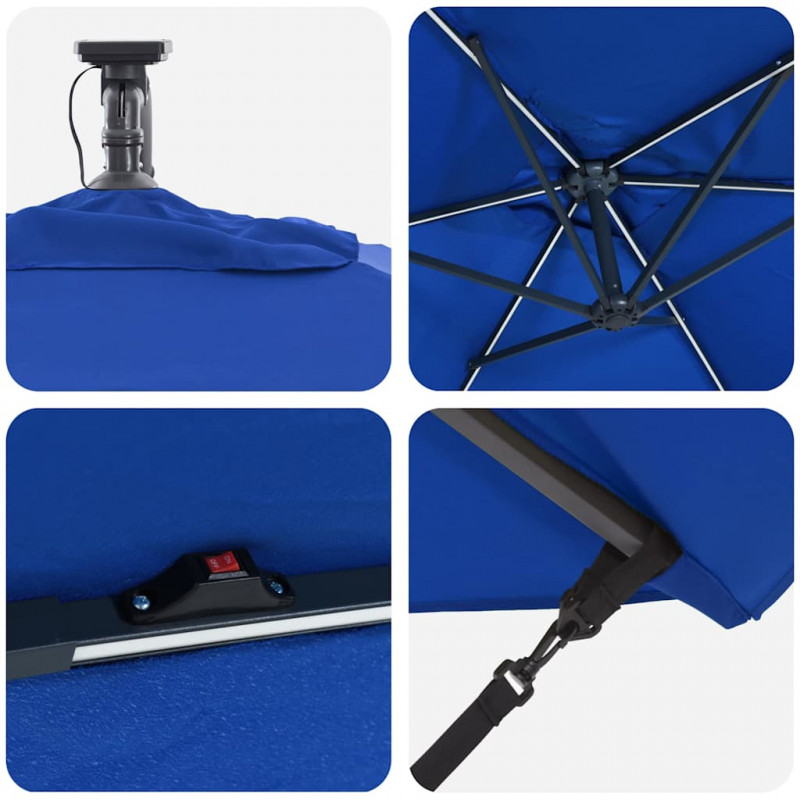 Parasol plażowy Ze LED Lights Niebieski azur 294 x 200 x 270 cm