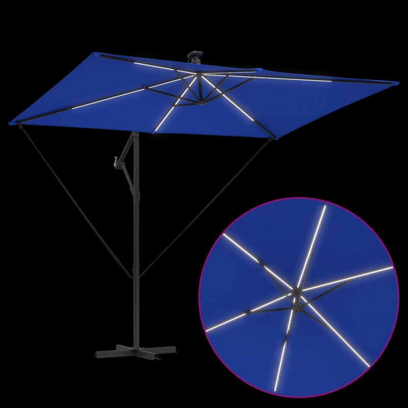 Parasol plażowy Ze LED Lights Niebieski azur 294 x 200 x 270 cm