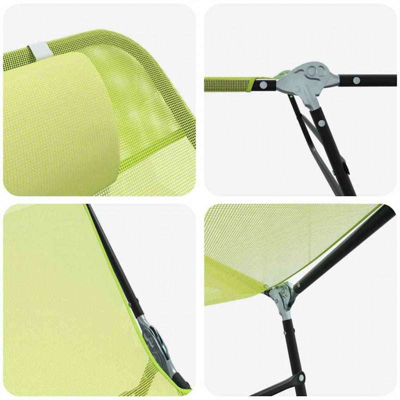 Składany leżak 2 pcs Zielony 182 x 55 x 85,5 cm Textilene