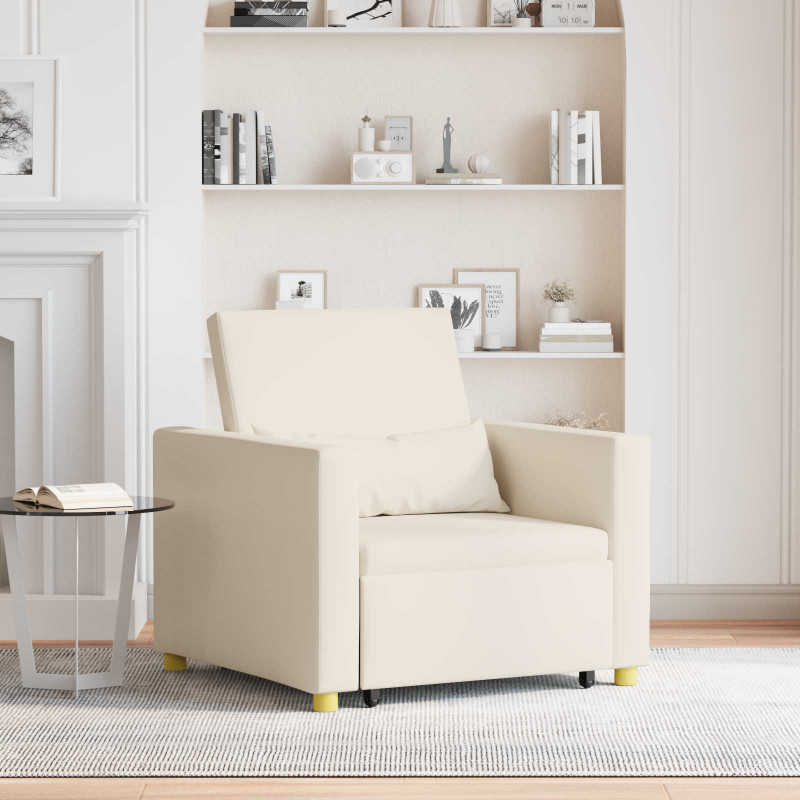 Rozkładana sofa jednoosobowa Kremowy biały 90 x 165 x 87 cm