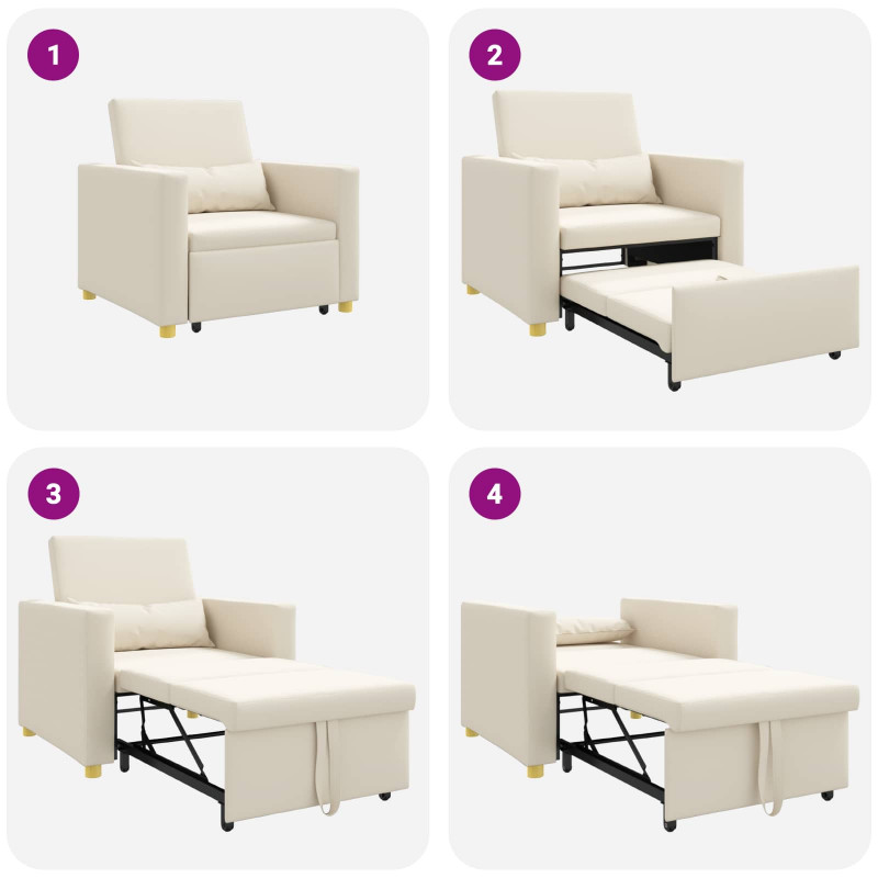 Rozkładana sofa jednoosobowa Kremowy biały 90 x 165 x 87 cm