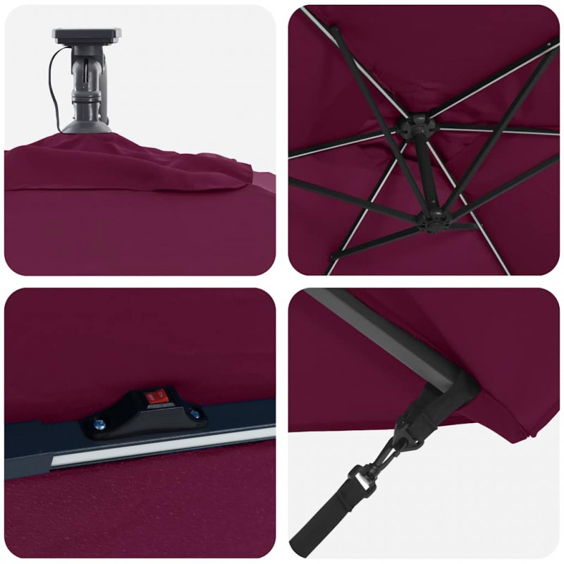 Parasol plażowy Bordeaux Czerwony 294 x 200 x 270 cm