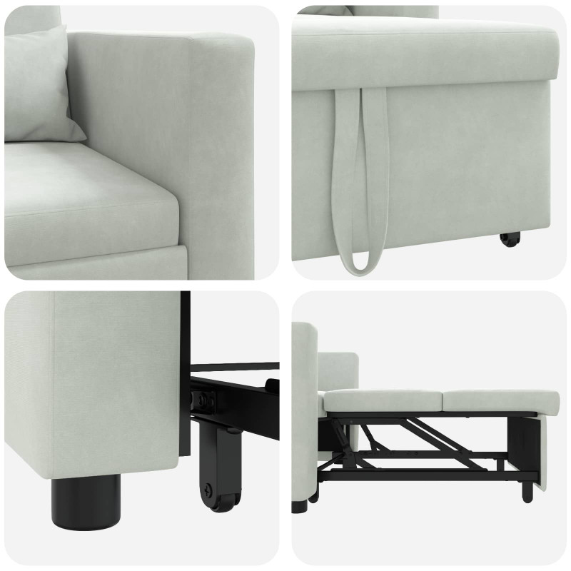 Rozkładana sofa jednoosobowa Jasnoszary 90 x 165 x 87 cm