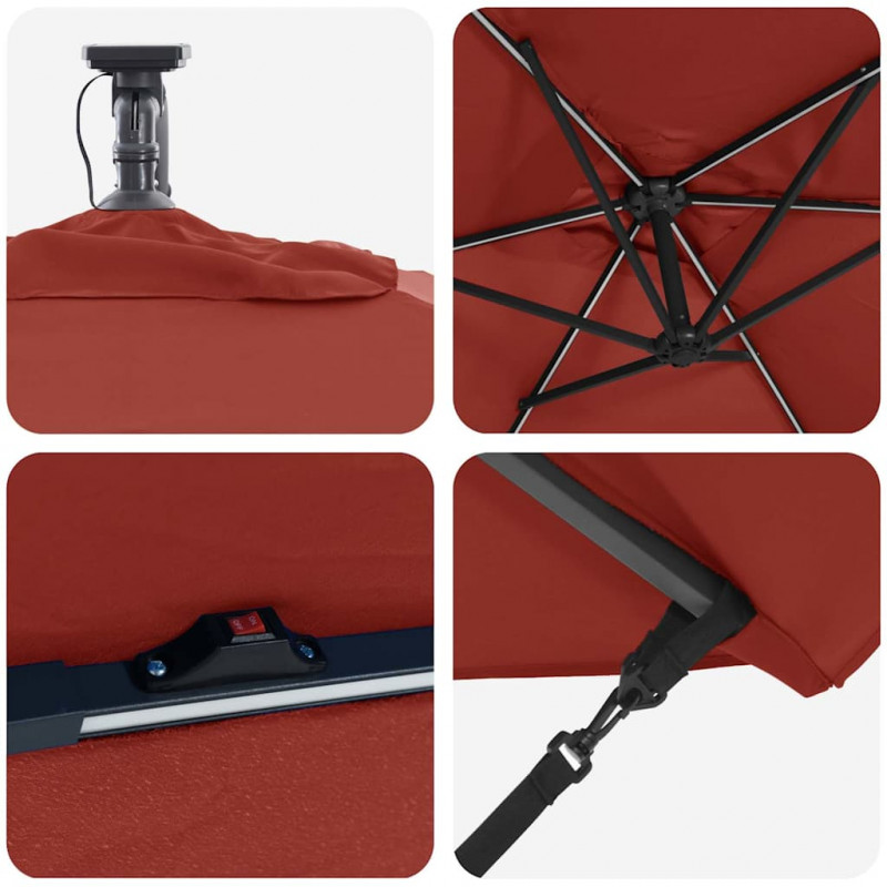Parasol plażowy Ze LED Lights terakota 294 x 200 x 270 cm
