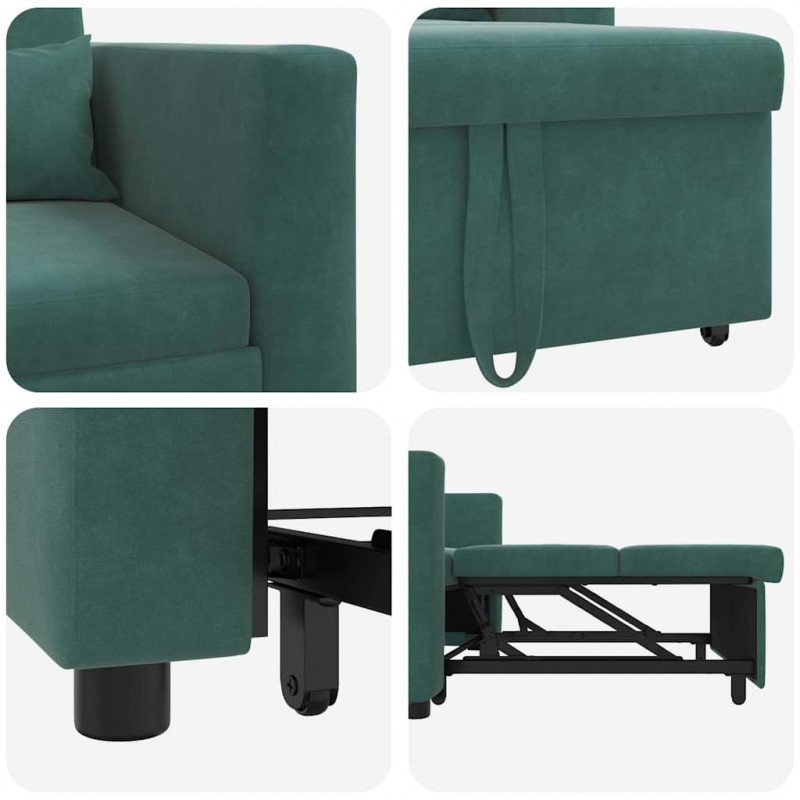 Rozkładana sofa jednoosobowa Ciemnozielony 90 x 165 x 87 cm