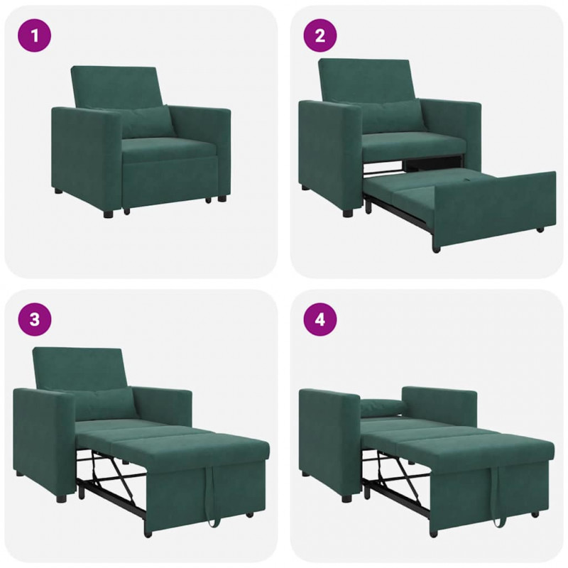 Rozkładana sofa jednoosobowa Ciemnozielony 90 x 165 x 87 cm
