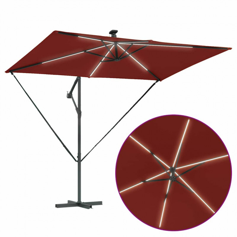 Parasol plażowy Ze LED Lights terakota 294 x 200 x 270 cm