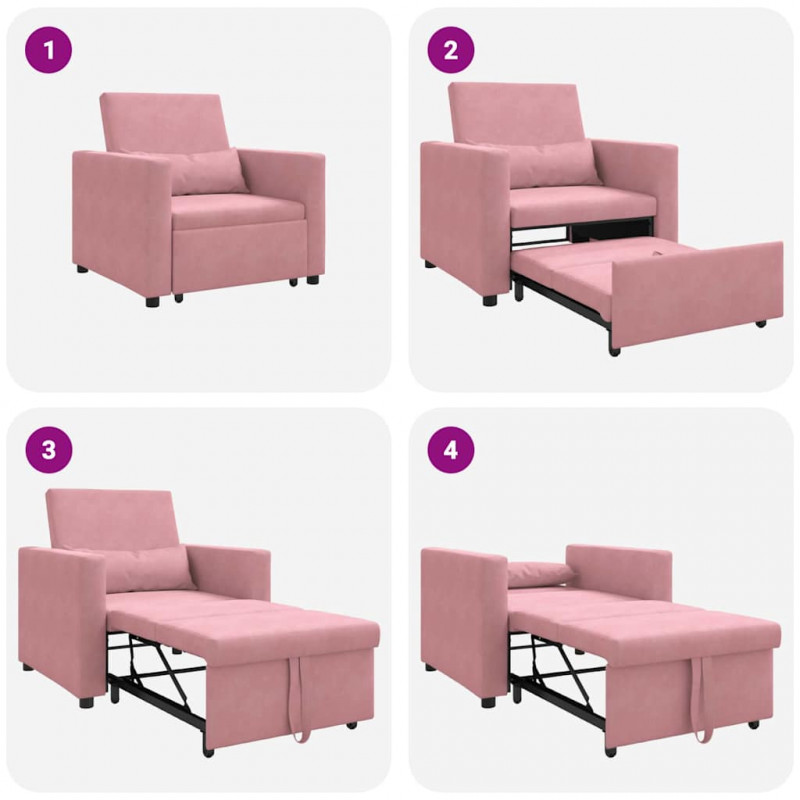 Rozkładana sofa jednoosobowa jasnoróżowy 90 x 165 x 87 cm