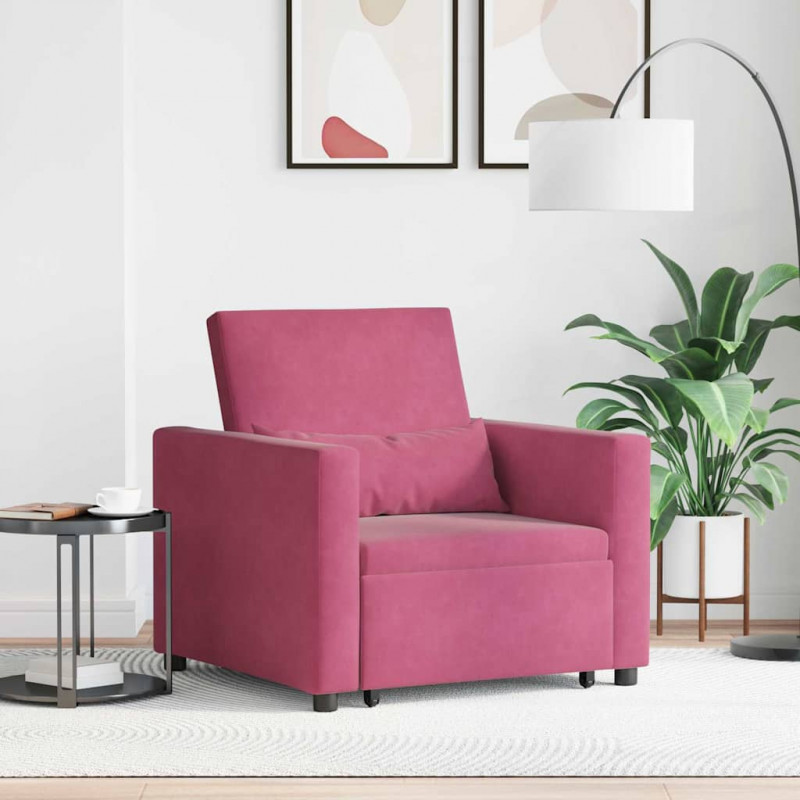 Rozkładana sofa jednoosobowa czerwone wino 90 x 165 x 87 cm