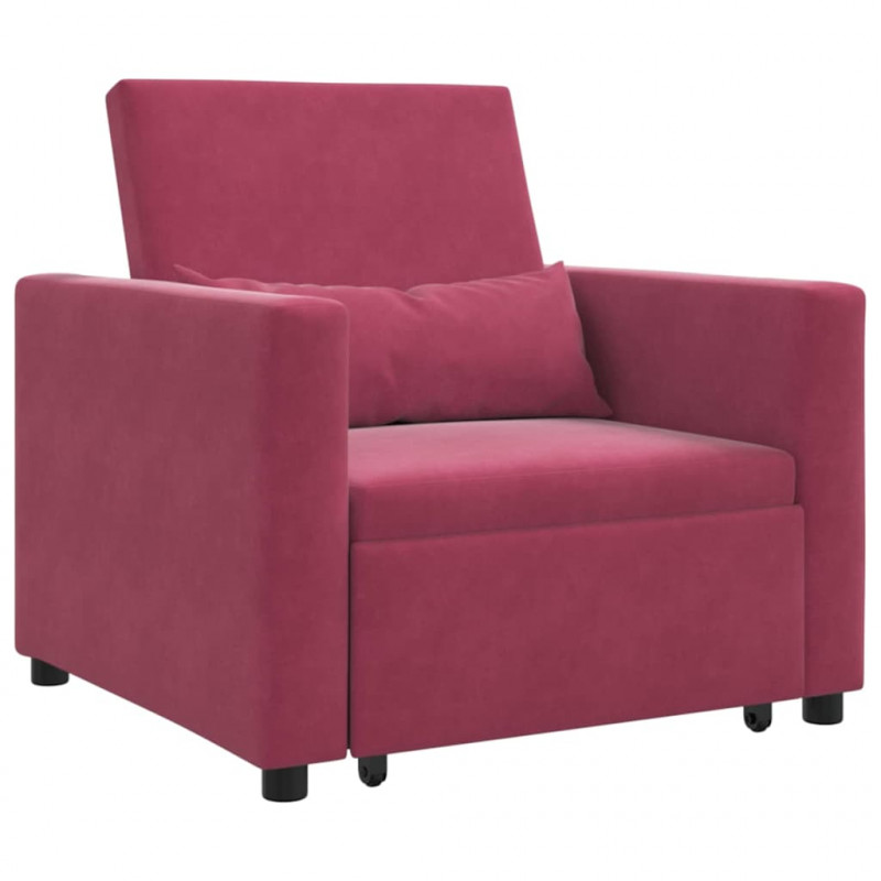 Rozkładana sofa jednoosobowa czerwone wino 90 x 165 x 87 cm