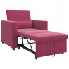 Rozkładana sofa jednoosobowa czerwone wino 90 x 165 x 87 cm