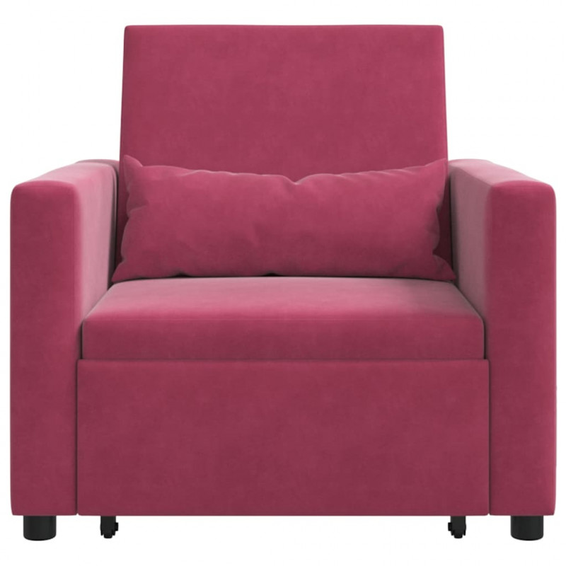 Rozkładana sofa jednoosobowa czerwone wino 90 x 165 x 87 cm
