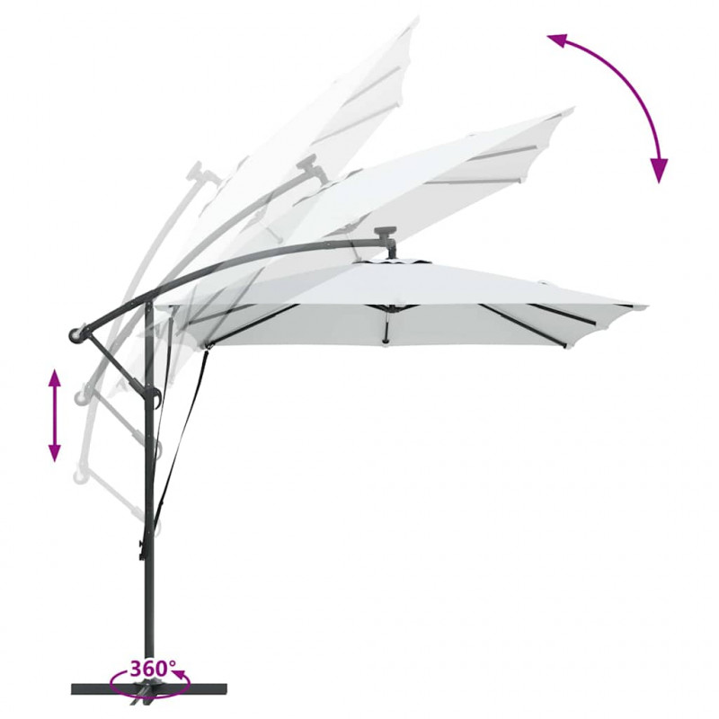 Parasol banana na wysięgniku piaskowy 249 x 249 x 250 cm