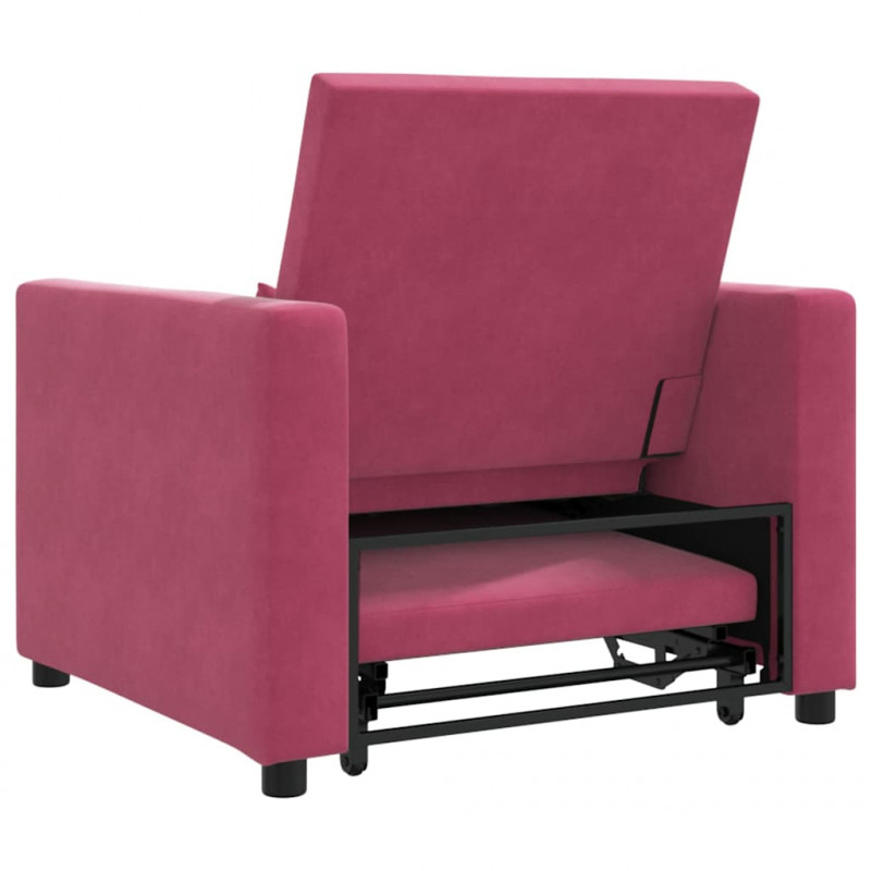 Rozkładana sofa jednoosobowa czerwone wino 90 x 165 x 87 cm