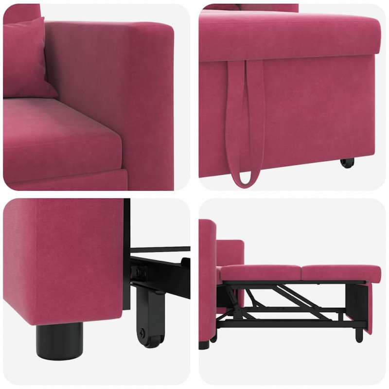 Rozkładana sofa jednoosobowa czerwone wino 90 x 165 x 87 cm
