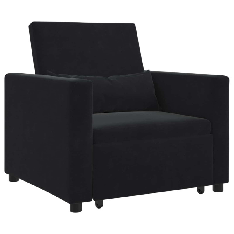 Rozkładana sofa jednoosobowa Czarny 90 x 165 x 87 cm Aksamit