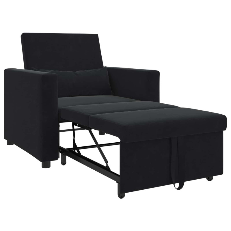 Rozkładana sofa jednoosobowa Czarny 90 x 165 x 87 cm Aksamit