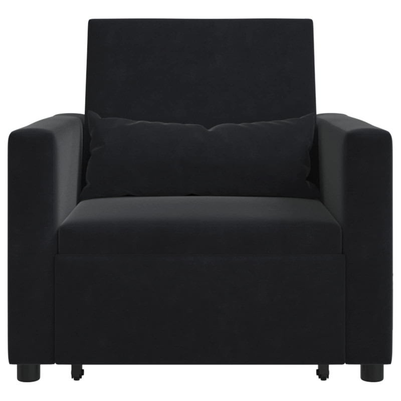 Rozkładana sofa jednoosobowa Czarny 90 x 165 x 87 cm Aksamit