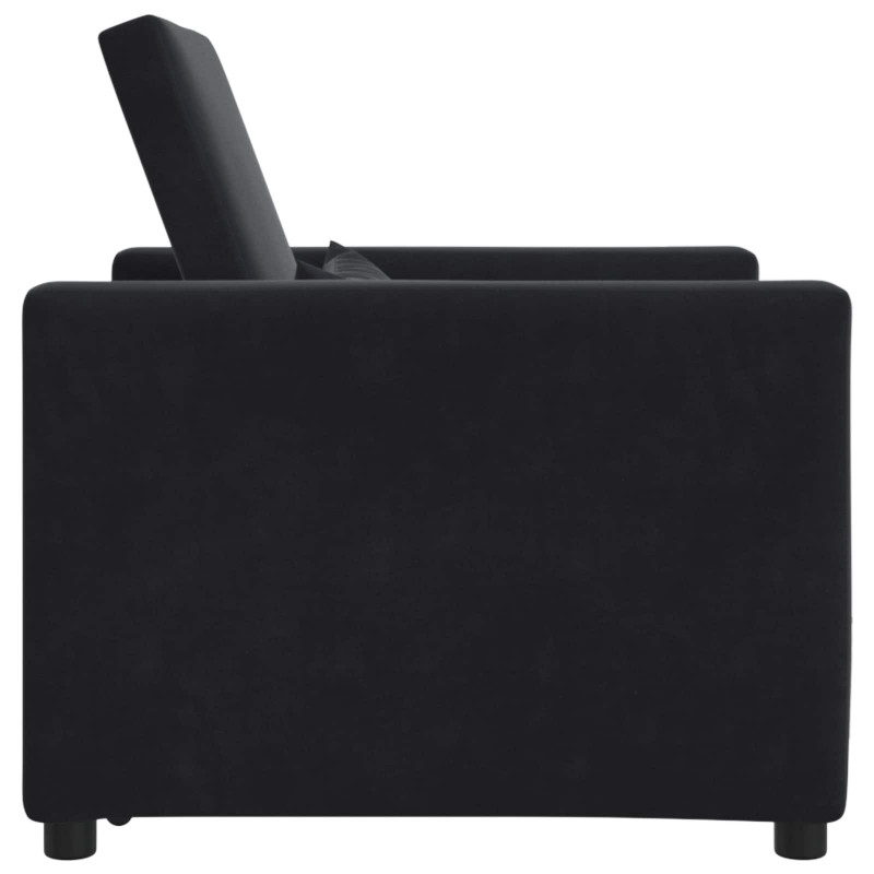 Rozkładana sofa jednoosobowa Czarny 90 x 165 x 87 cm Aksamit
