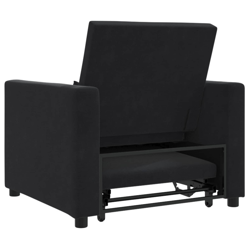 Rozkładana sofa jednoosobowa Czarny 90 x 165 x 87 cm Aksamit