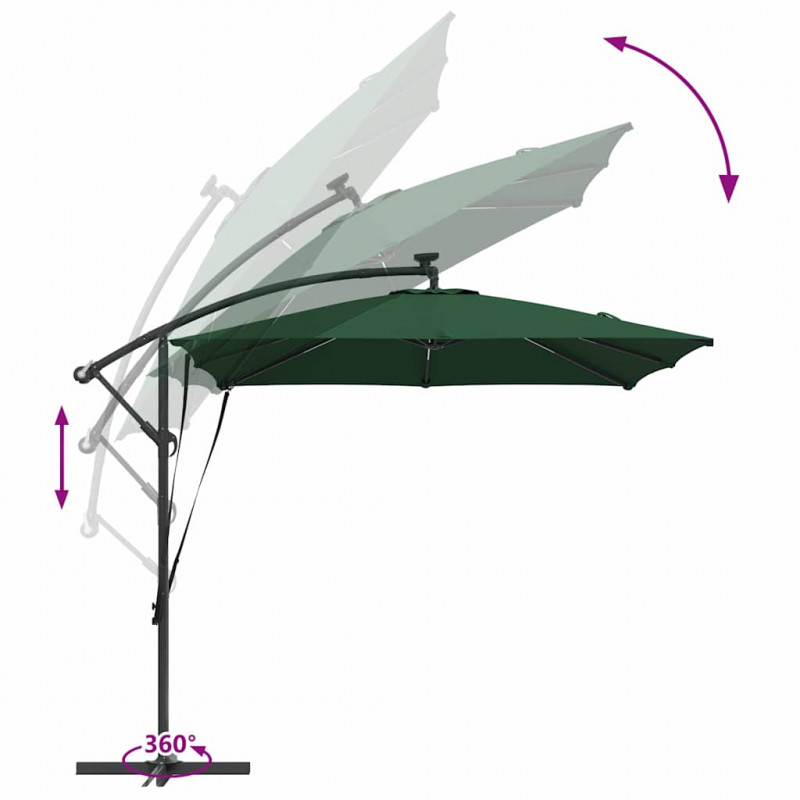 Parasol banana na wysięgniku Zielony 249 x 249 x 250 cm