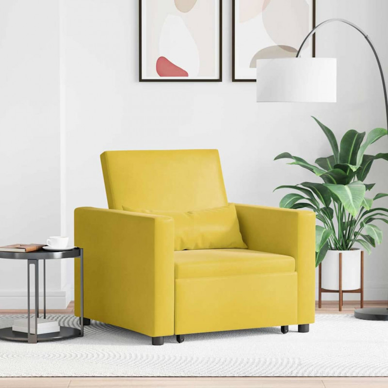 Rozkładana sofa jednoosobowa Żółty 90 x 165 x 87 cm Aksamit